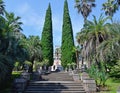 Sochi, Russia - June 5. 2018. staircase leading to House Museum S.N. Khudekov, Villa Hope in arboretum