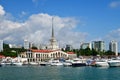 Sochi, Russia - June 2. 2018. View from sea to seaport building Royalty Free Stock Photo