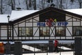 SOCHI, RUSSIA - MARCH 17, 2022: Rosa Khutor, ticket office area for the lift. Krasnaya Polyana, Sochi, a world-class ski