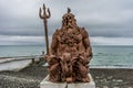 Sculpture of king Neptune on the seafront of the city of Sochi Royalty Free Stock Photo