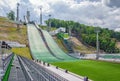 Sochi, Russia. Ski jumping at the 2014 Winter Olympics was held at the RusSki Gorki Jumping Center, Krasnaya Royalty Free Stock Photo