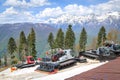 SOCHI, RUSSIA, 02 MAY 2017: Special machines for the preparation of ski runs on the background of mountains