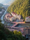 SOCHI, RUSSIA - OCTOBER 11, 2020: Rosa Khutor mountain resort, view of the village from the cable car