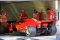 Kimi Raikkonen Bolide of Scuderia Ferrari. Formula One. Sochi Russia. Royalty Free Stock Photo