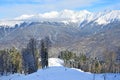 Sochi, ski resort Rosa Khutor. Winter mountain landscape