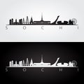 Sochi skyline and landmarks silhouette