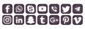 Social media black vector icons. Facebook WhatsApp Instagram YouTube viber twitter telegram snapchat etc.