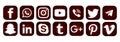 Social media flat icons round corner square on white background. editable vector illustration