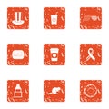 Sociable icons set, grunge style