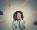 Social accusation guilty business woman fingers pointing Royalty Free Stock Photo