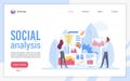 Social analysis landing page flat vector template Royalty Free Stock Photo
