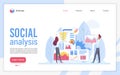 Social analysis landing page flat vector template