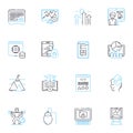 Social app linear icons set. Communication, Nerking, Friends, Chatting, Groups, Profile, Likes line vector and concept Royalty Free Stock Photo