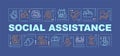Social assistance word concepts blue banner