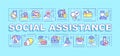 Social assistance word concepts turquoise banner