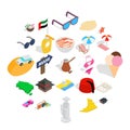 Social behavior icons set, isometric style