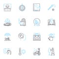 Social Behavior linear icons set. Empathy, Kindness, Compassion, Altruism, Generosity, Cooperation, Respect line vector