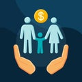 Social benefits flat concept vector icon