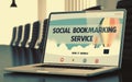 Social Bookmarking Service on Laptop in Conference Room. 3D Illustration.