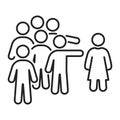 Social bullying black line icon. Harassment, social abuse and violence. Isolated vector element. Outline pictogram for web page,