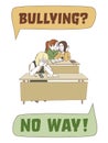 Social bullying poster. Violence policy. Girls rumoring in school.