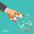 Social campaign flat isometric low poly vector concept