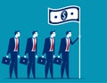 Social capitalism. Business leader holding flag. Concept business vector illustration Royalty Free Stock Photo