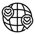 Social charity global icon, outline style Royalty Free Stock Photo