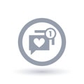 Social chat heart icon - Internet dating notification symbol