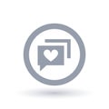 Social chat with heart icon. Internet dating symbol.