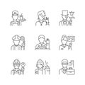 Social class linear icons set