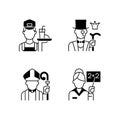 Social class type black linear icons set