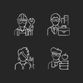 Social classification chalk white icons set on black background