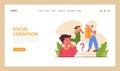 Social cognition web banner or landing page. Human cognitive function