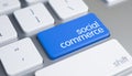 Social Commerce - Inscription on the Blue Keyboard Button. 3D. Royalty Free Stock Photo