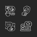 Social communication chalk white icons set on black background Royalty Free Stock Photo