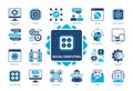 Social Computing solid icon set Royalty Free Stock Photo