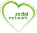 Social concept, social network word on love heart Royalty Free Stock Photo