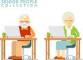 Social concept - old people using computer