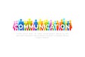 Social concept. Vector horizontal decoration element from colorful people icons