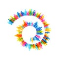 Social conceptual design elements. Spiral decoration from colorful people icons