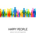 Social conceptual illustration. Background with horizontal border decoration from colorful people icons