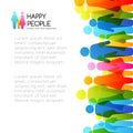 Social conceptual illustration. Background with vertical border from colorful people icons