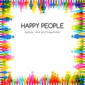 Social conceptual illustration. Vector banner with frame from colorful people icons