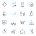 Social contract linear icons set. Obligation, Agreement, Duty, Consent, Bond, Trust, Covenant line vector and concept