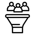 Social conversion funnel icon, outline style