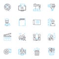 Social creation linear icons set. Collaboration, Influence, Diversity, Empowerment, Engagement, Participation, Co