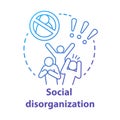 Social disorganization concept icon. Behavioral problems thin line illustration. Crimes against humanity, discrimination