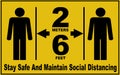 Social distance board, 6 feet and 2 meters