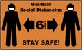 Social distance board, 6 feet, square shape